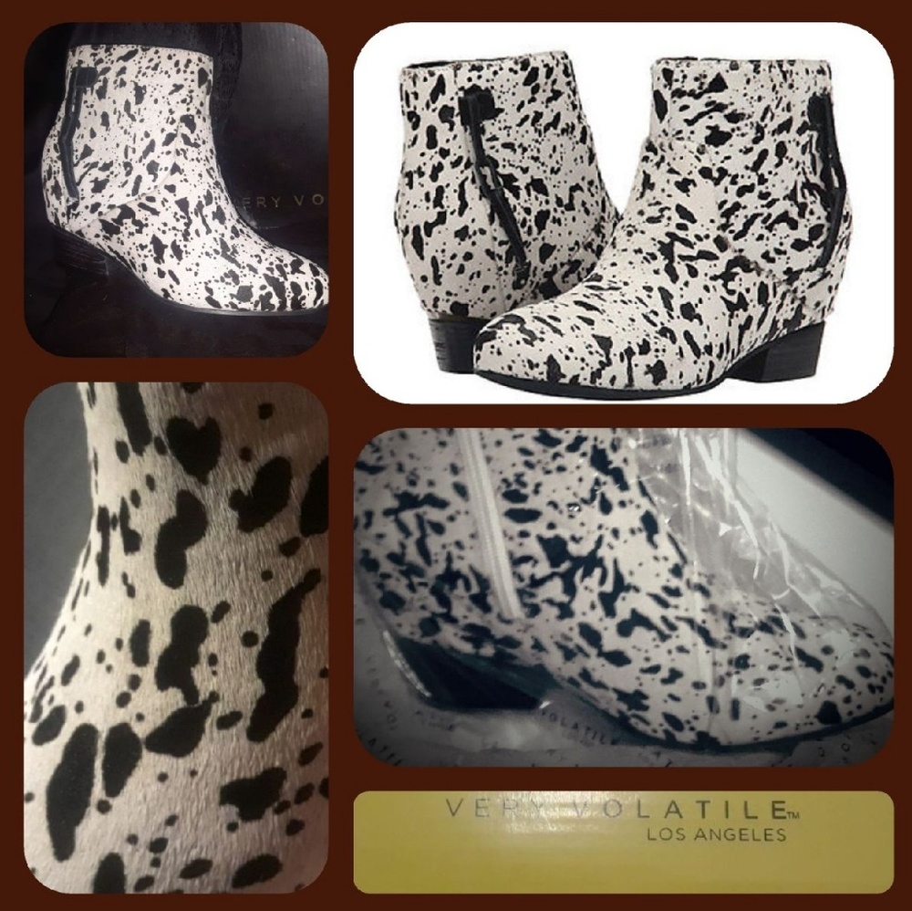 White leopard booties genuine pony hair